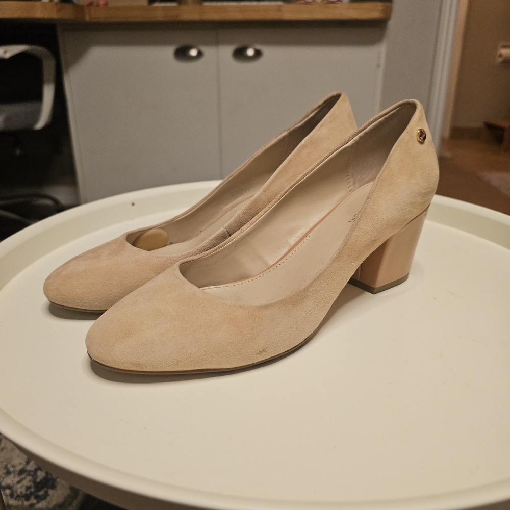 Calvin Klein Beige Block Heel Pumps